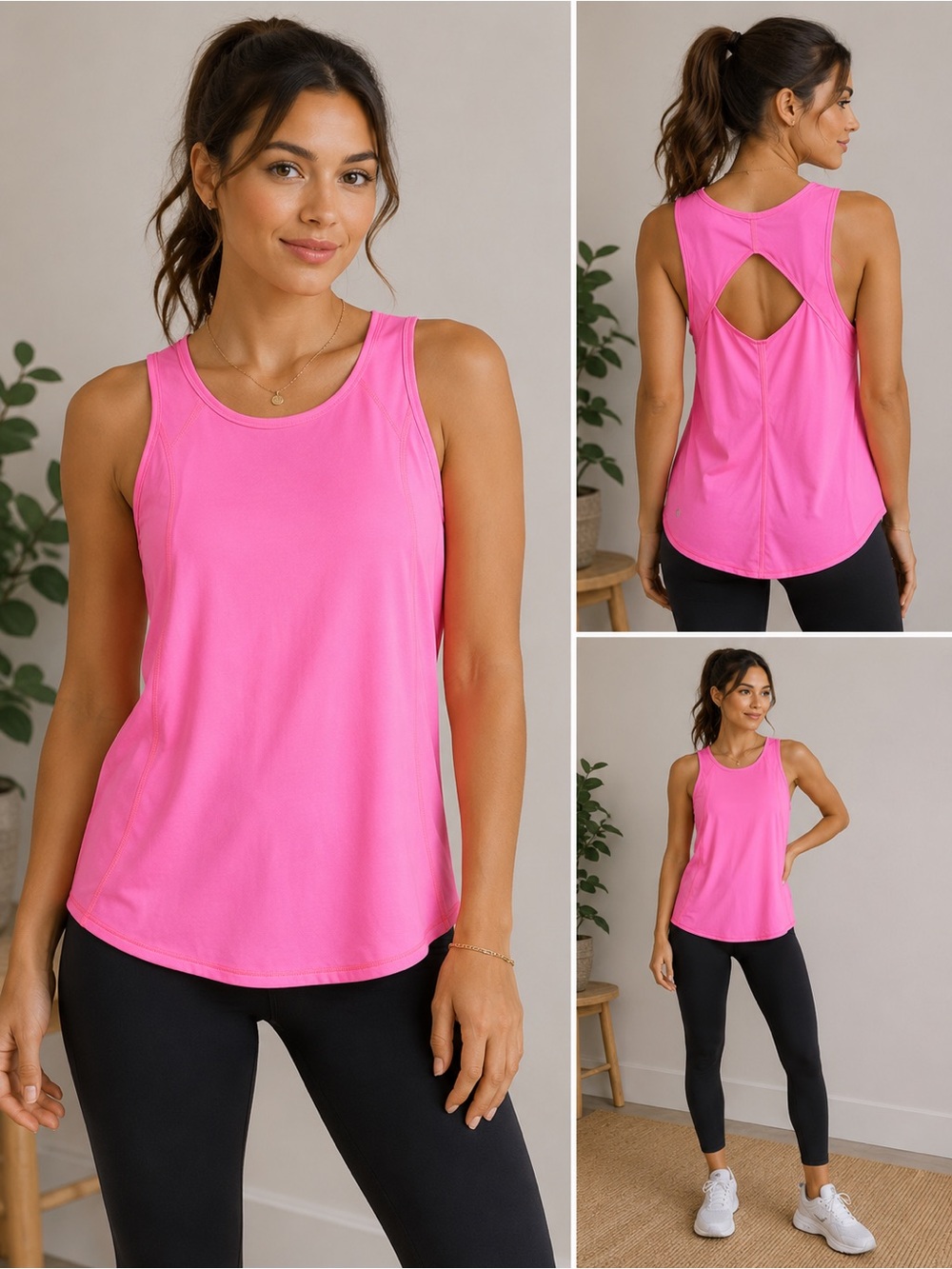 Lululemon Hot Pink Open Back Workout Tank Top Size 6